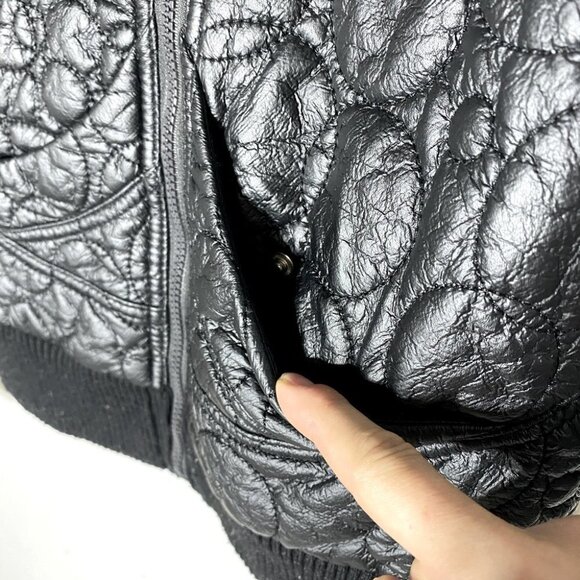 VERO Moda Black Faux Leather Circle Quilted Mock Neck Jacket M - Picture 10 of 14